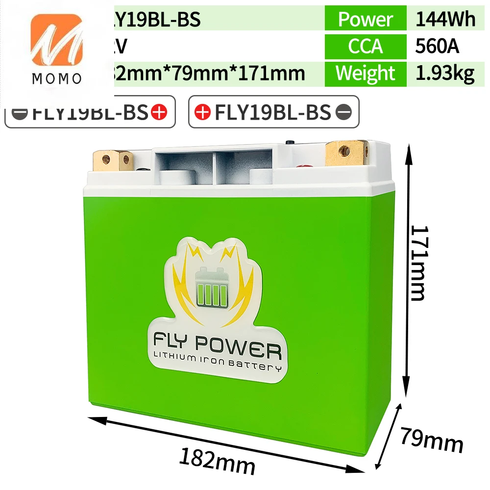 LiFePO4 Motorcycle Battery 12V 12Ah CCA560A LFP Deep Cycle Lithium Iron Phosphate Built-in BMS Motorbike Rechargeable Battery