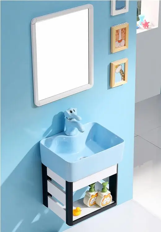 Small family color washbasin basin pan wall hanging ceramic basin bathroom cabinet washbasin