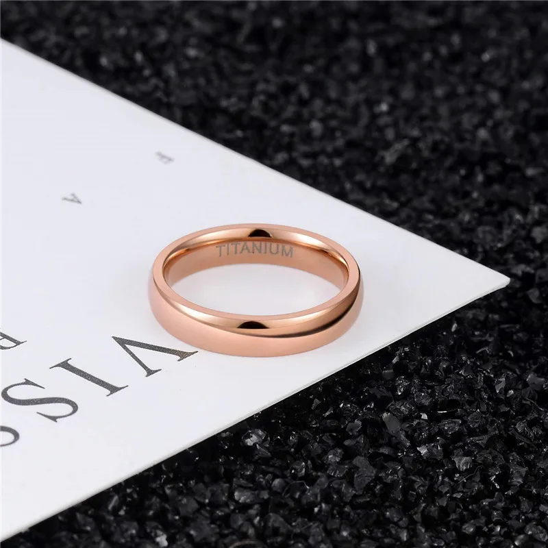 Tigrade Women Ring Titanium 18K Rose Gold Plated Polished 2/4/6mm Classic Rings for Male Female Wedding Engagement Band Couple