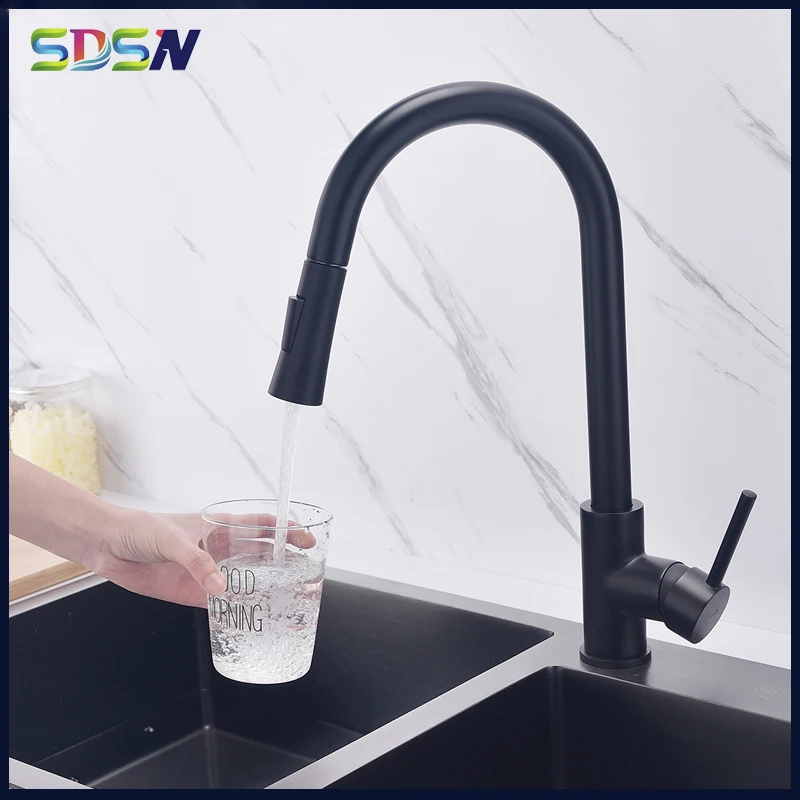 

Kitchen Faucet SDSN Pull Out Kitchen Sink Faucet Stainless Steel Black Bronze Kitchen Mixer Tap Pull Down Kitchen Sink Faucets