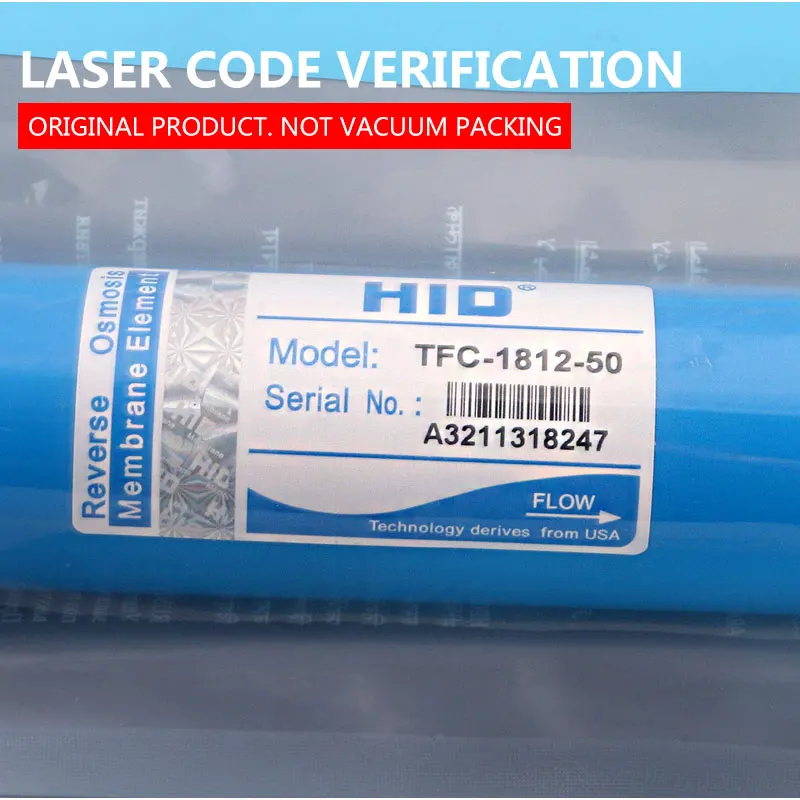 نظام التناضح العكسي للاختباء المنزلي ، 50 جرام ، 1812-50 جالونًا ، منقي المياه ، خرطوشة 1812 ، غلاف غشائي