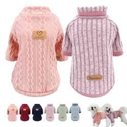 Soft Small Dog Cat Sweater Autumn Winter Pet Dog Clothes French Bulldog Chihuahua Sweater Knit Coat Pet Clothing Ropa Perro Pink