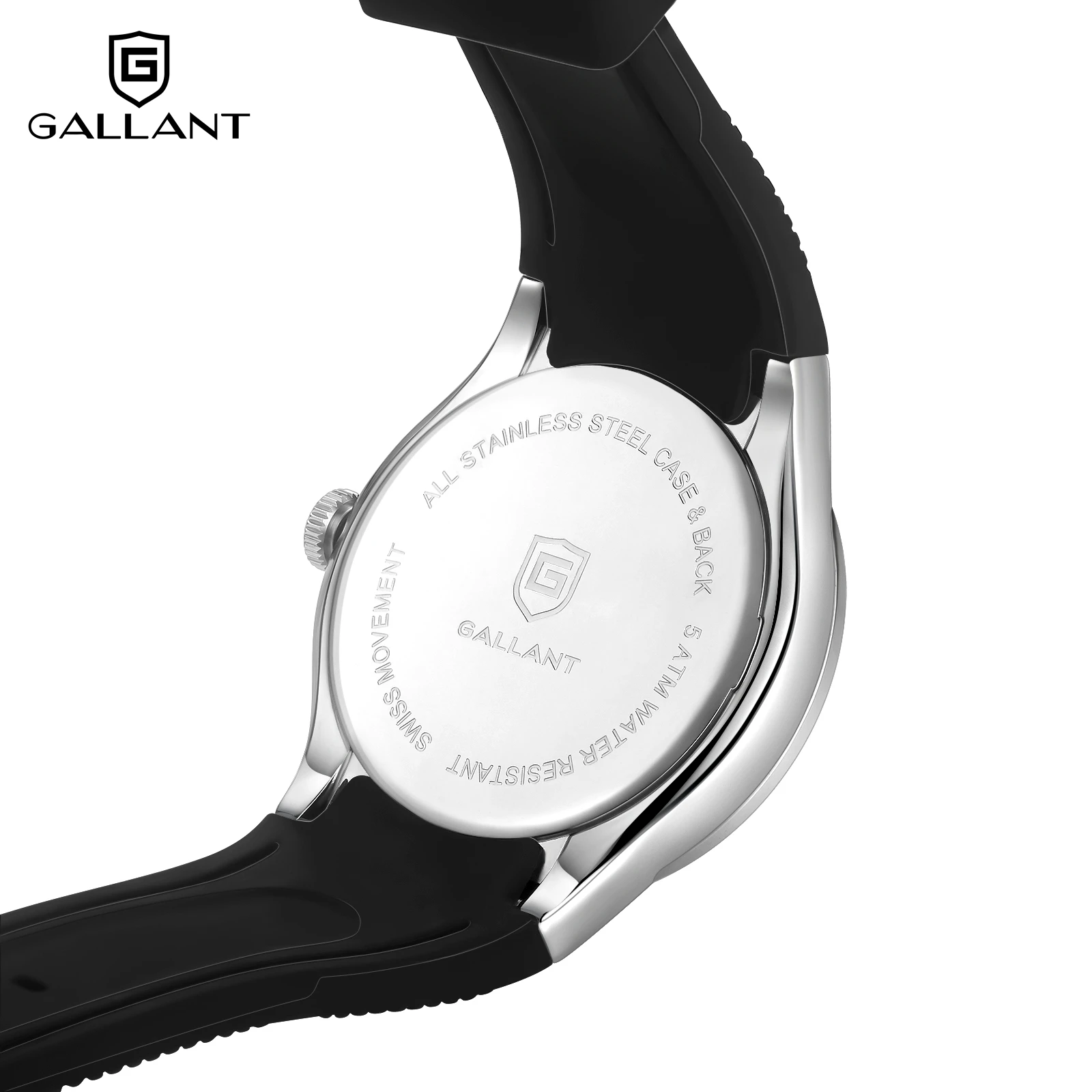 GALLANT Men\'s Watch Elegant Swiss Quartz Watches Stainless Steel Wristwatch for Men Luxury 5ATM Silicone Strap Reloj Hombre 40mm