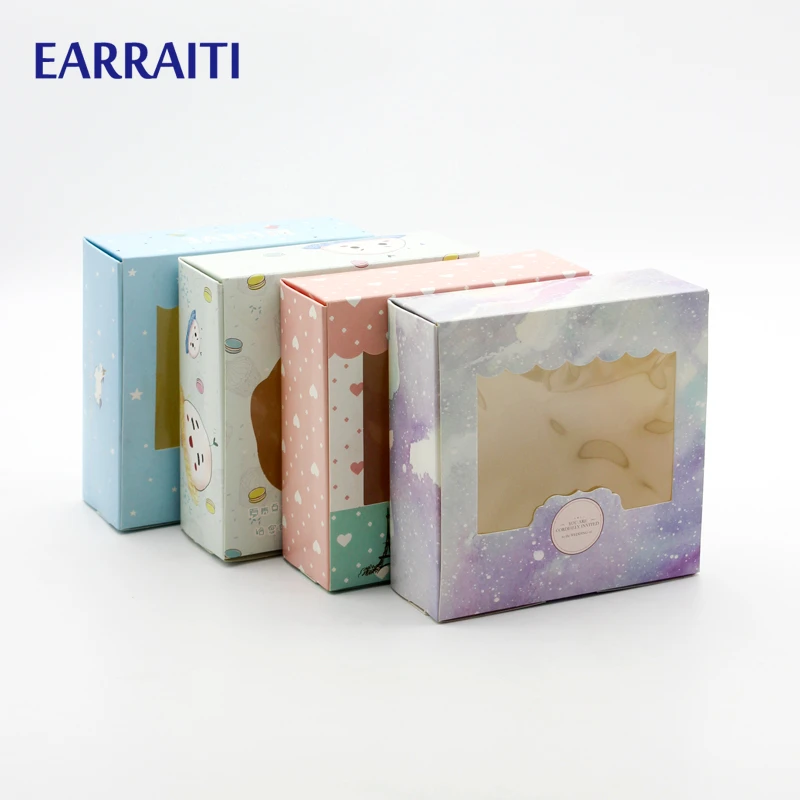 

Wholesale 1000PCS 13.5x13.5x5cm Kraft Paper Box Packaging Gift Box Window Wedding Party Kid Sweet Candy Snacks Unicorn Flamingo