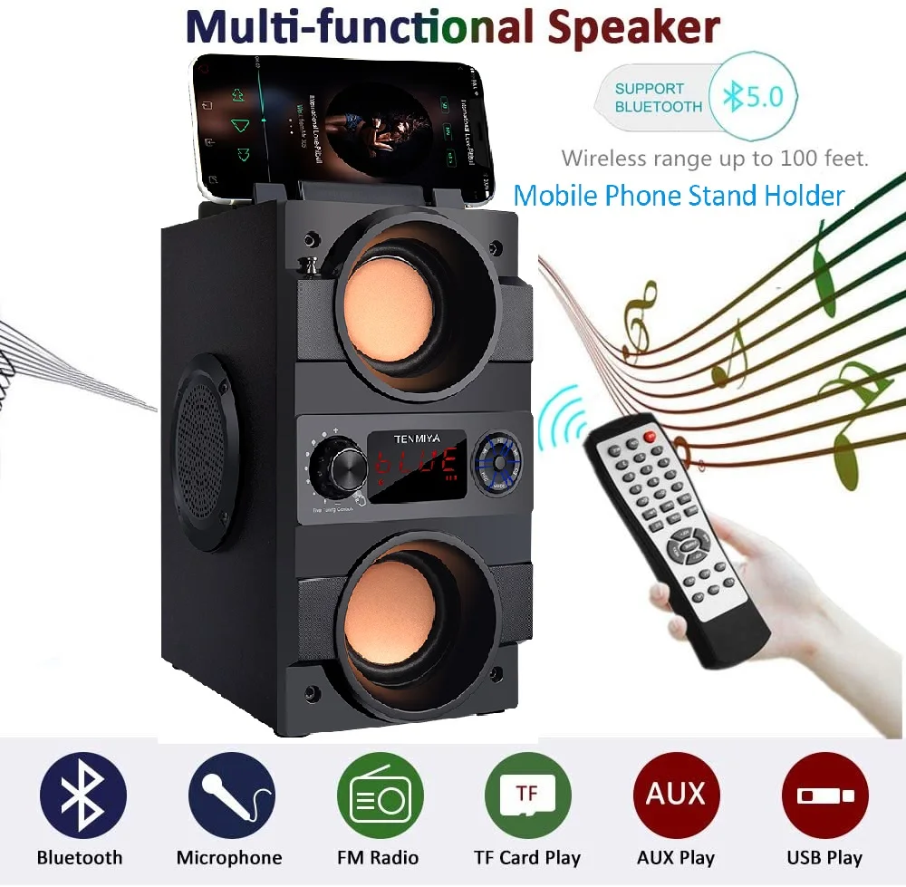 TOPROAD Portable Bluetooth Speaker 30W Big Power Wireless Stereo Bass Subwoofer Speakers Support Remote Control FM Radio TF AUX