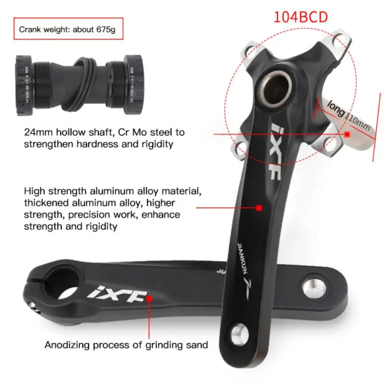 104BCD MTB Road Bike Crankset 170mm Bicycle Crank and Bottom Bracket Aluminum Alloy Bike Accessories