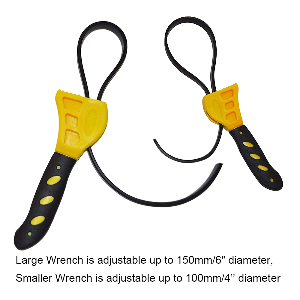 Oil Filter Wrench Set - 2pcs, Use as Jar Opener, Pipe Wrench, Rubber Strap Wrenches Used by Mechanics, Plumbers