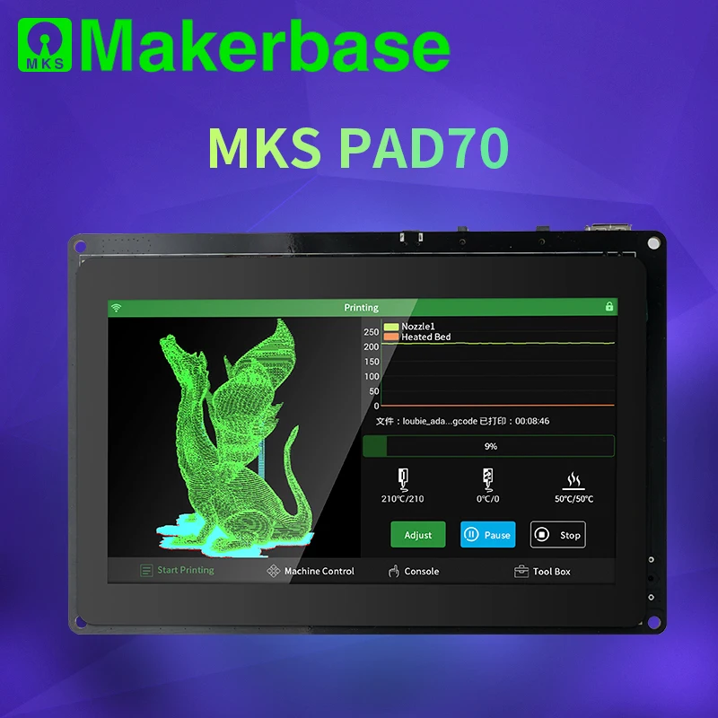 Imagem -02 - Makerbase-impressora 3d Mks Pad7 com Tela Capacitiva Inteligente 7.0 Polegadas com Android Pad Peças para Visualização de Código On-line Impressão Remota