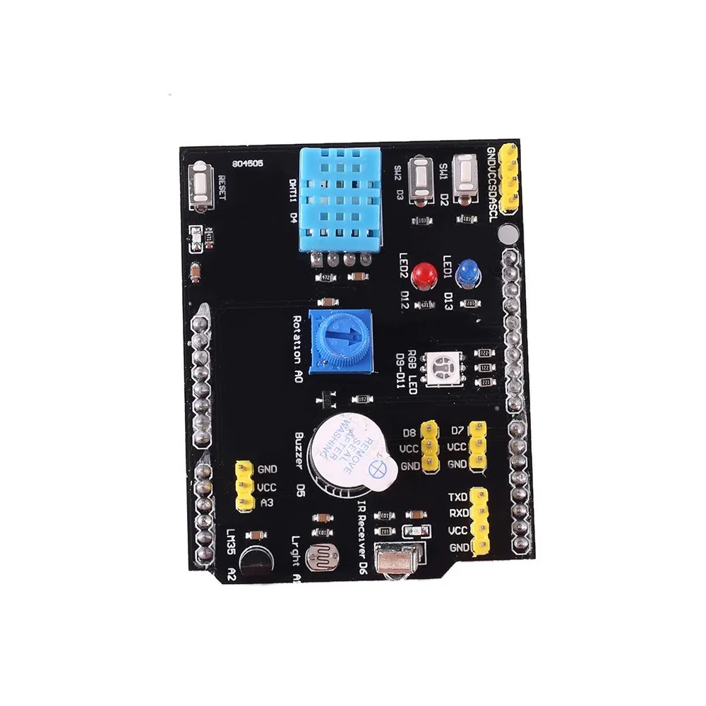 Multi-function Expansion Board for Arduino UNO R3 LM35D DHT11 Temperature Sensor Passive Buzzer Infrared Receiver Shield