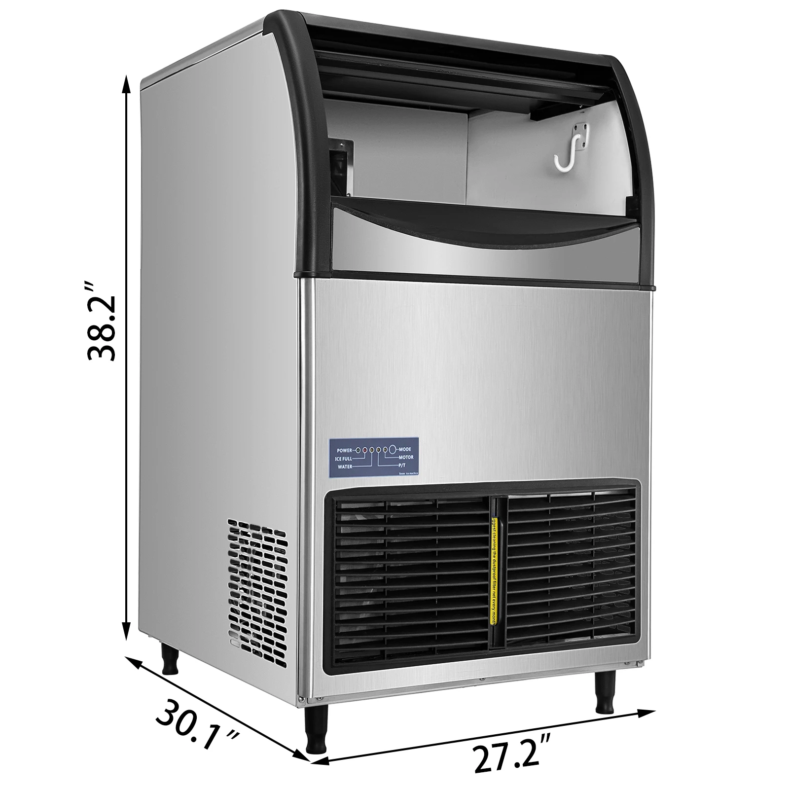 VEVOR 132/220 libbre Per 24 ore macchina Per la produzione di cubetti di ghiaccio compressore Per fiocchi di neve da appoggio 304 prodotti in acciaio inossidabile Per uso commerciale