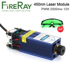 PWM 2500mw 12V Laser Adjustable Focus 450nm Blue Laser Module Laser Head for DIY Laser Engraving and Wood Cutting Machine