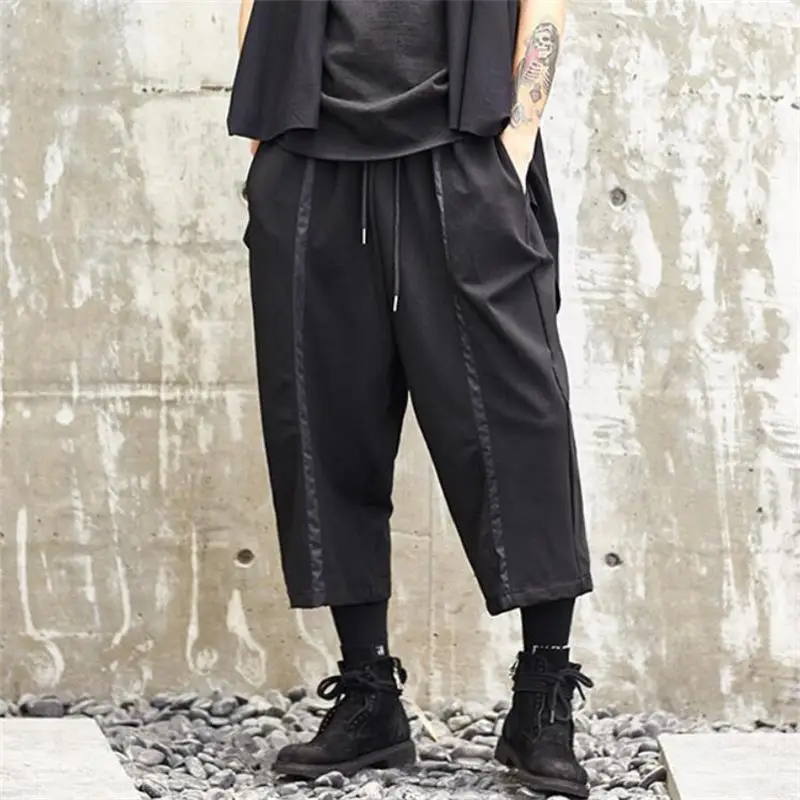 

Men's Wide-Leg Pants Spring/Summer New Personality Splicing Yamamoto Style Hip Hop Casual Loose Oversized Seven-Minute Pants