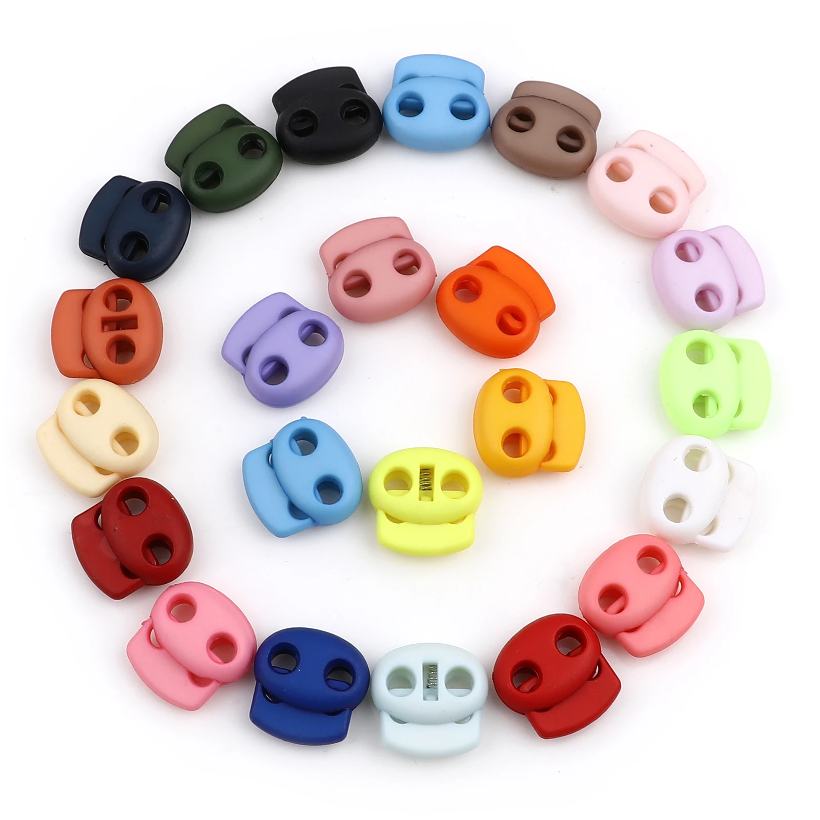 Colorful 2cm Bean Toggle Clip Stopper Plastic Paracord Cord Lock Clamp Shoelace Cord Buckles Cords Lanyard Part Sportswear 10Pcs