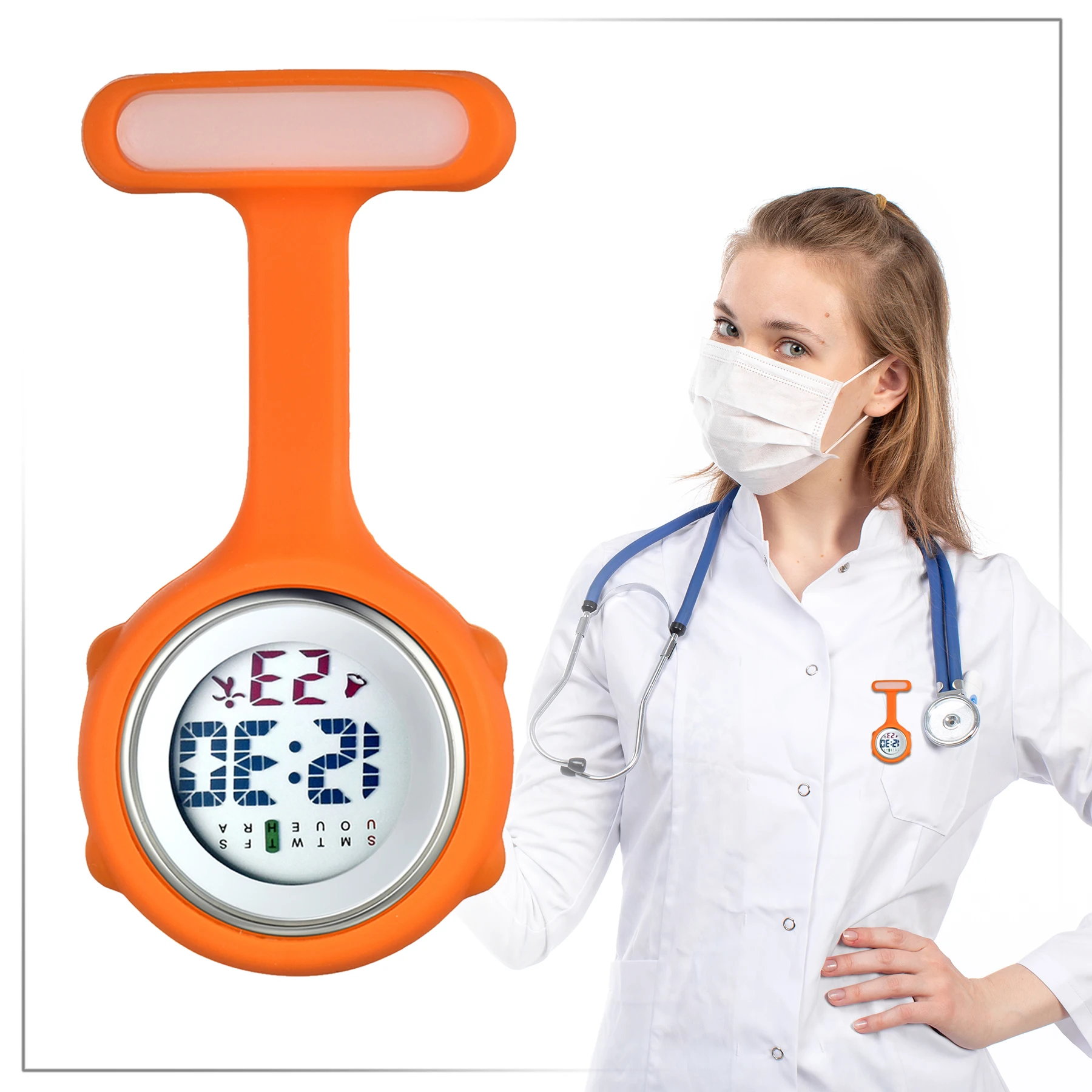 LANCARDO Kỹ Thuật Số Silicone Y Tá Đồng Hồ Fob Đồng Hồ Bỏ Túi Trâm Cài Ve Áo Dây Bác Sĩ Y Tá Tặng Đồng Hồ Unisex Thời Trang & Thường Ngày