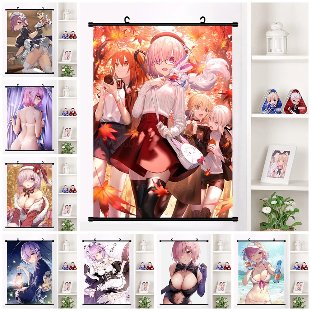 Poster Prints Fate Grand Order Mash Kyrielight Picture Plastic Hanging Scrolls Canvas Wall Art Home Decor Anime Cartoon Painting