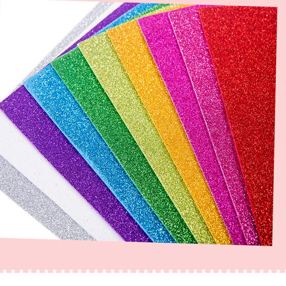 10Sheets 2MM Thick Glitter Foam Sponge Paper 21 x 29 cm Handmade Craft DIY Foam Paper Flower Party Decoration Scrapbooking Card