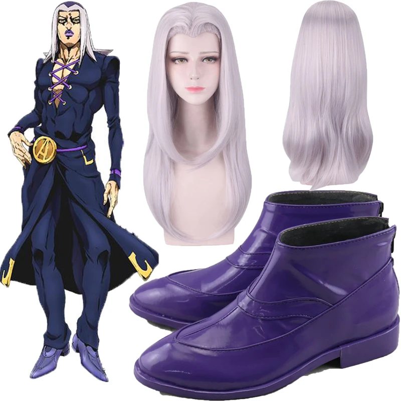 Anime Bizarre Adventure Cosplay Golden Wind Leone Abbacchio shoes Boots wigs Cosplay Costume Uniform Halloween Carnival