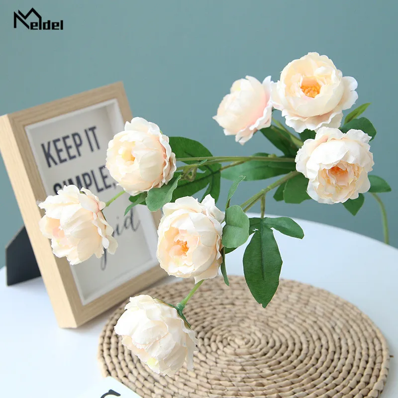 7 Kepala Buatan Peony Bunga Tangkai Panjang Sutra Bunga Peony Pernikahan Centerpieces Meja Rumah Dekoratif Bunga Gantung