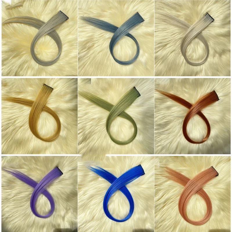 Model Rambut Palsu Potongan Rambut Model Penjepit Rambut Palsu Cerah Multiwarna Hiasan Rambut Jepit Rambut Ekstensi Rambut Alami Aksesori Rambut Palsu