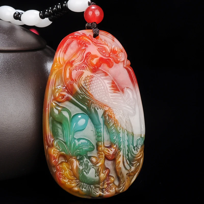 Natural Color Hetian Jade Stone Phoenix Pendant Chinese Jadeite Jewelry Fashion Charm Reiki Amulet Hand Carved Gifts for Women