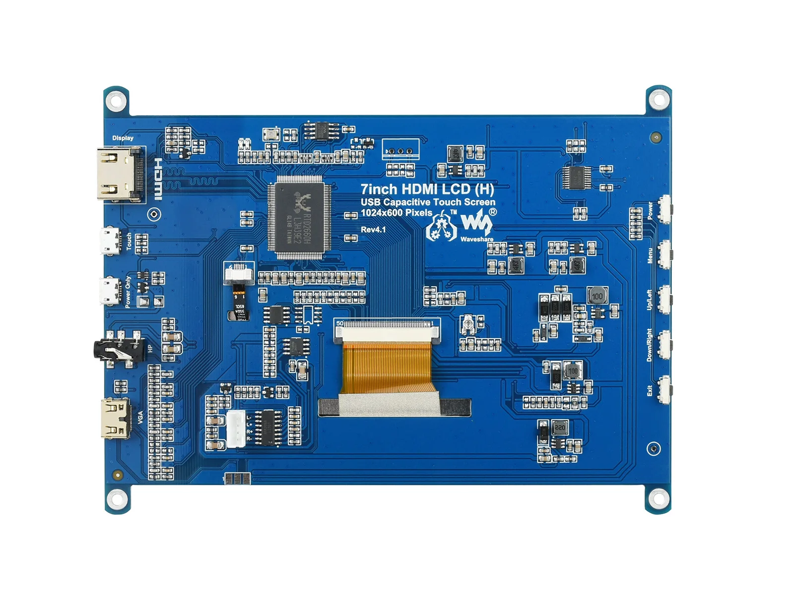 Waveshare 7 Pollici Hdmi Lcd (H) Monitor Risoluzione di 1024X600 Ips Capacitivo Touch Screen Supporta Raspberry Pi