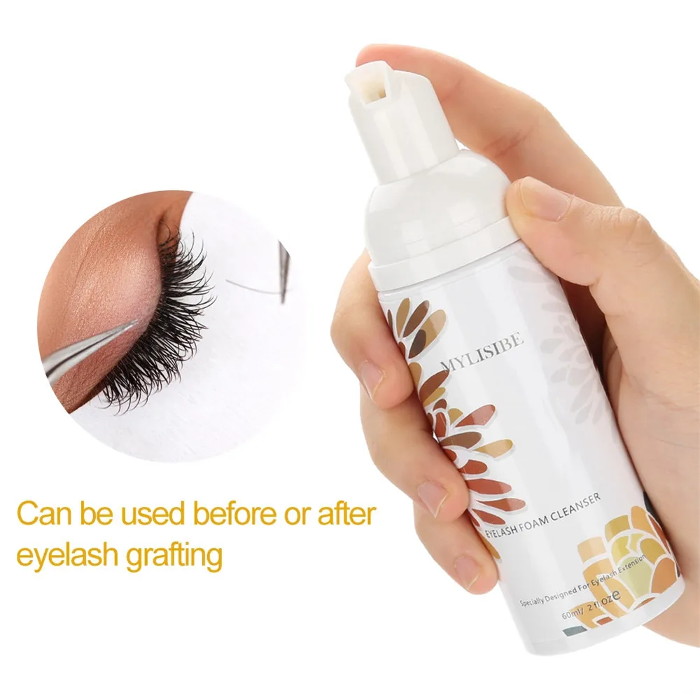 60ml Design And Customize Stickers With Your LOGO Eyelash Extension Foam Cleanser Shampoo Mousse Pump No Stimulation