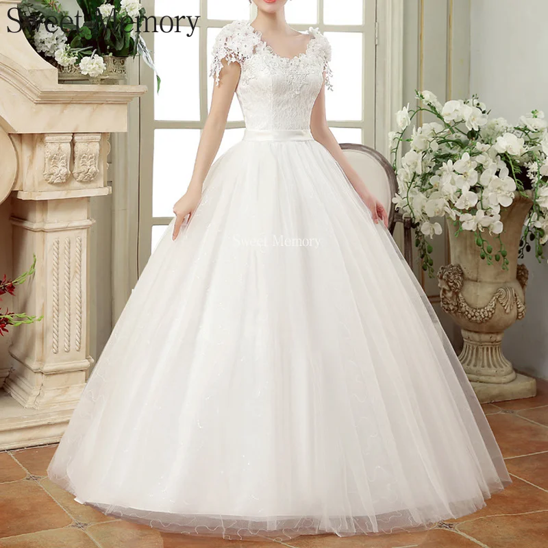 

O10105 Sweet Memory Bride Plus Size Wedding Dress Princess White Wedding Dresses With Flowes Crystal Floor Length Formal Gown