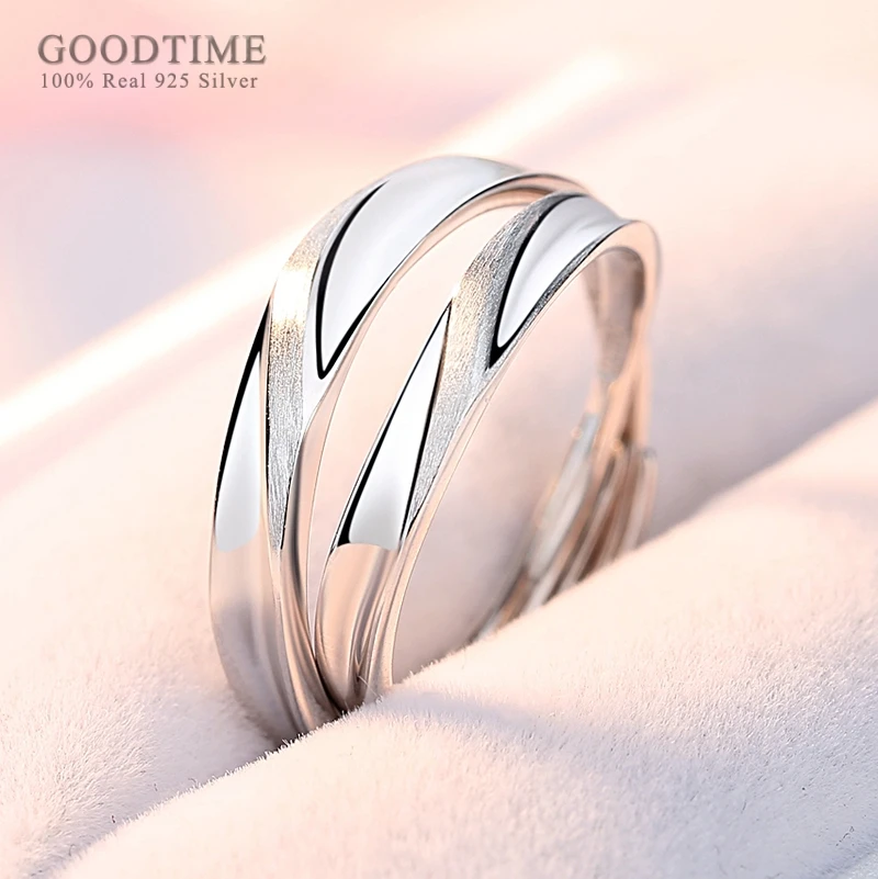 Fashion Wedding Couple Rings 100% Real 925 Sterling Silver  Wedding Brushed Frosted Band Jewelry Lover Anniversary Gift