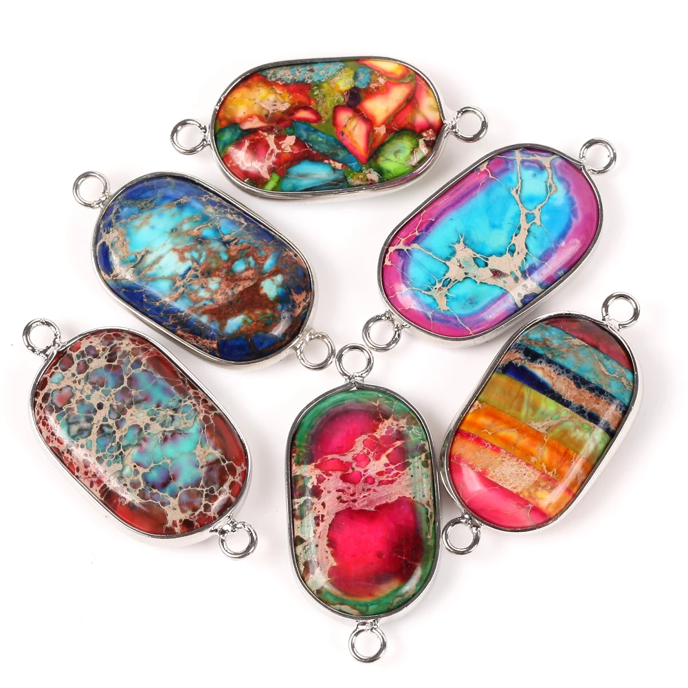 Natural Stone Pendant Charms Sea Sediment Connector Pendant For Jewelry Making Diy Necklace Bracelet Crafts Accessories 35x17mm