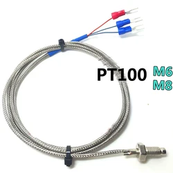 1pc temperature sensor pt100 Thread M6 M8 probe PT100 RTD temperature sensor PT100 B 1M-5M