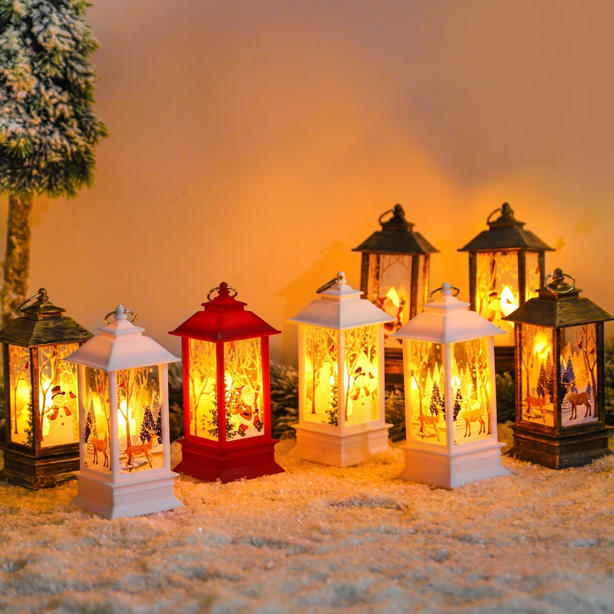 Christmas Lantern Light Merry Christmas Decorations for Home 2024 Navidad Christmas Tree Ornaments Xmas Gifts New Year 2025