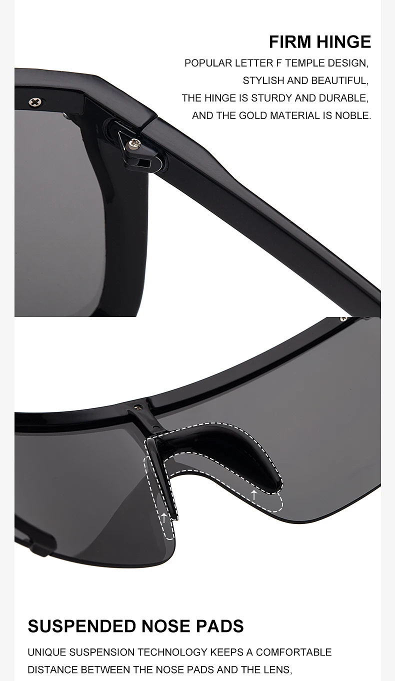 Übergroße Sport-Sonnenbrille für Herren 2026 Luxusmarke Winddichte Rechteckige Sonnenbrille für Damen Fahrbrille Gafas De Sol Hombre – Detail 7
