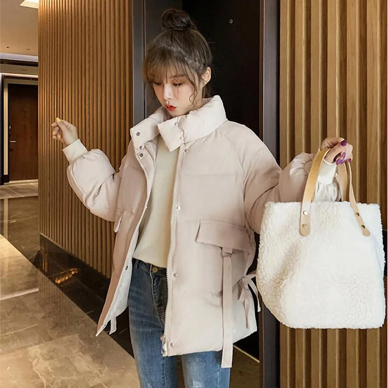 

New Women's Solid color Jacket Cotton Parkas Female Outwear Korean Style Warm Autumn Winter Chic Coats Down Cotton Jackets 2022