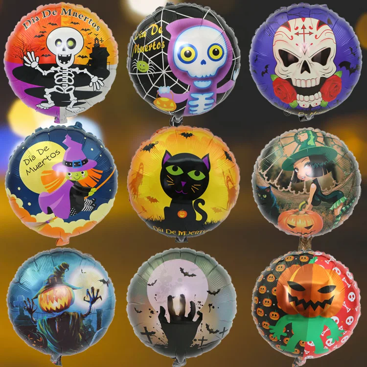 Halloween Aluminum Balloons Kids Toy Party Birthday Dancing Skeletons Foil Balloon Skull Pumpkin Head Witch Black Bats 18 inch