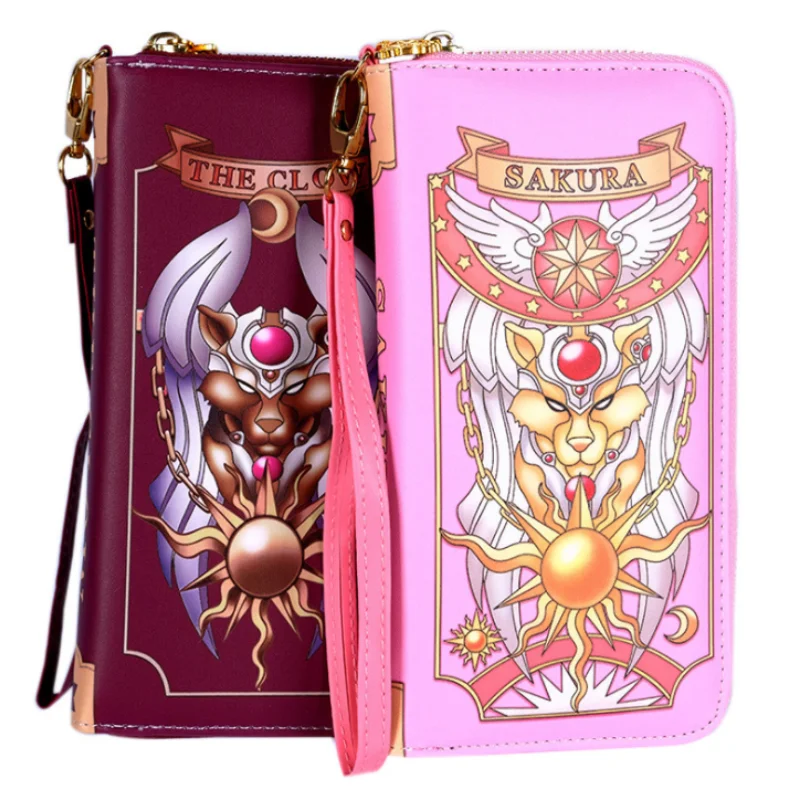 Anime card Captor Sakura Cosplay wallet portable large capacity PU leather zero wallet hand bag Kawaii Girl Gift