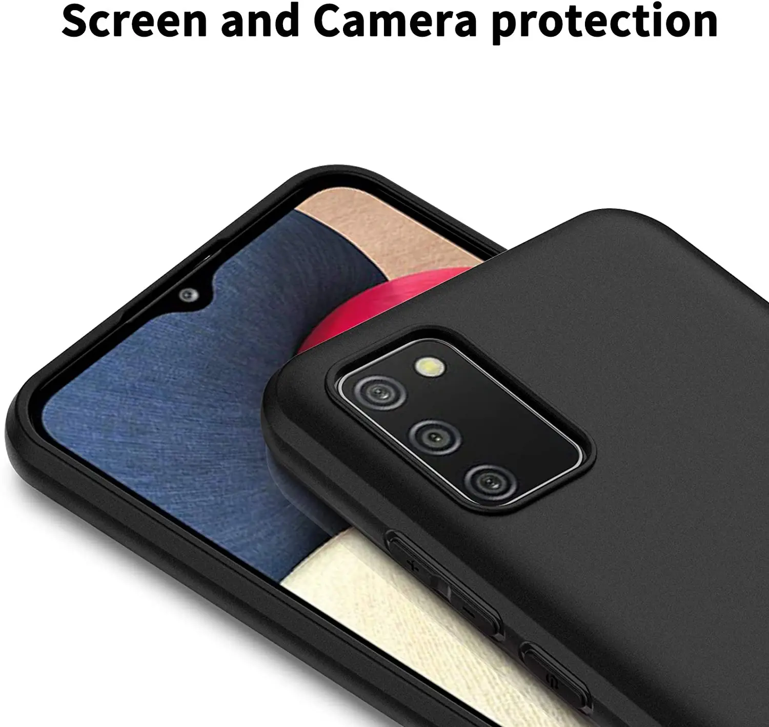 Case for Galaxy A02S SM-A025F Black Soft TPU Matte Shockproof Cover for Samsung Galaxy M02S SM-M025F