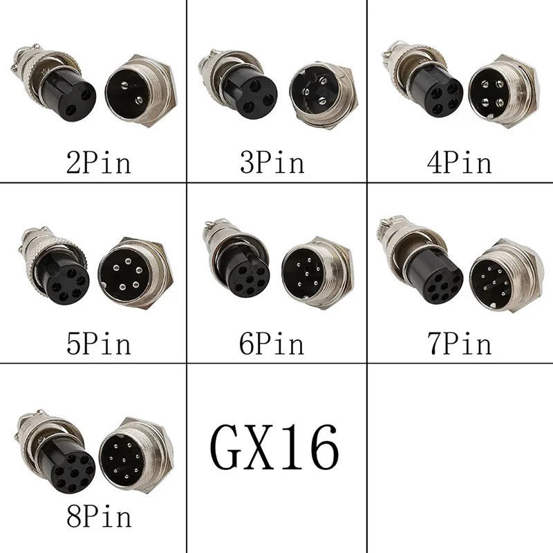 1Pcs GX16 2P/3/4/5/6/7/8 Pin Male & Female 16mm Circular Aviation Socket Plugs Wire Panel Connector GX-16 Aviation Plug