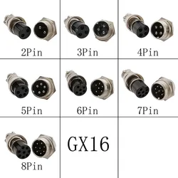 1Pcs GX16 2P/3/4/5/6/7/8 Pin Male & Female 16mm Circular Aviation Socket Plugs Wire Panel Connector GX-16 Aviation Plug