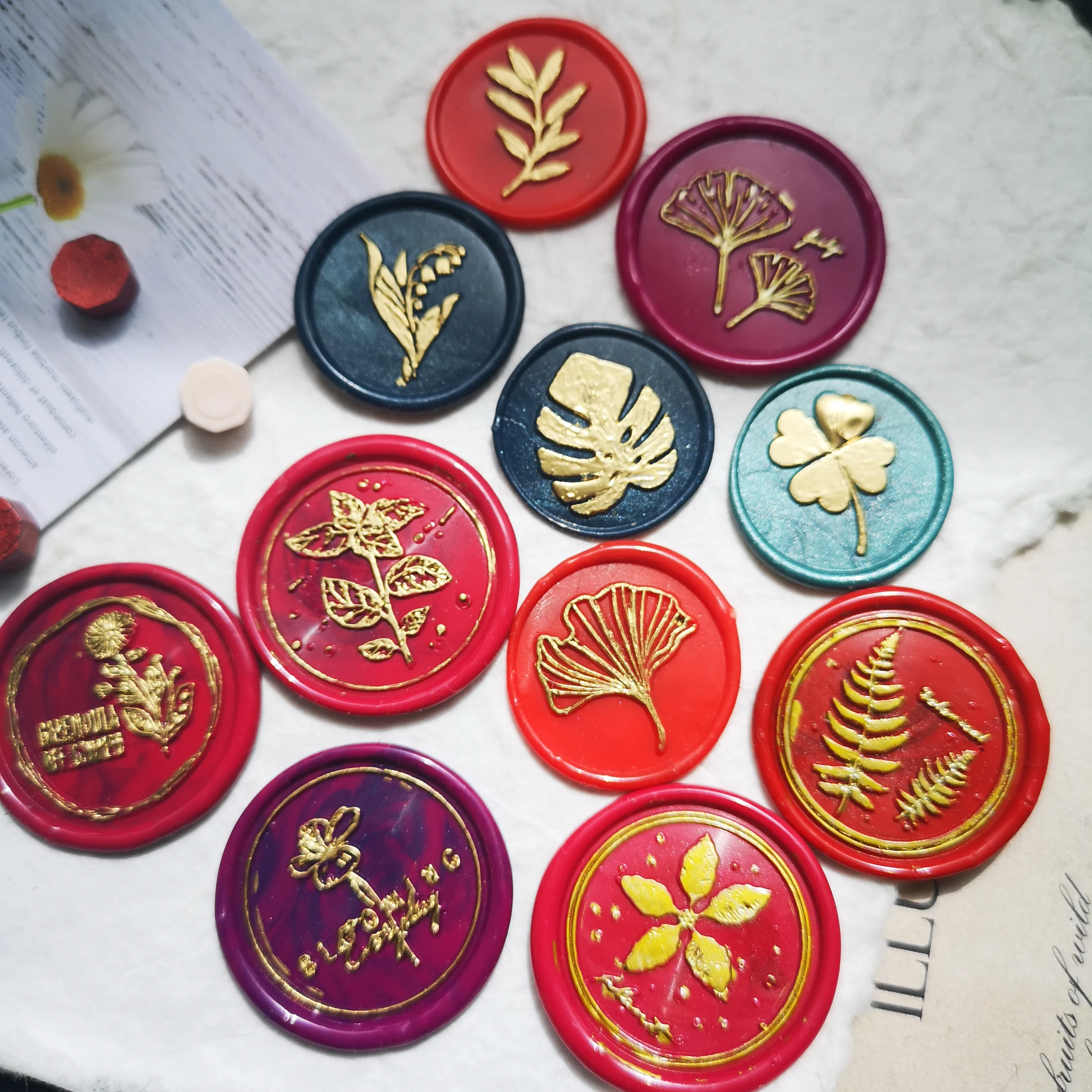 plant leaf wax seal stamp Rose ginkgo flower sealing stamps daisy Lily of the valley Dandelion Rosemary tree cactus Monstera