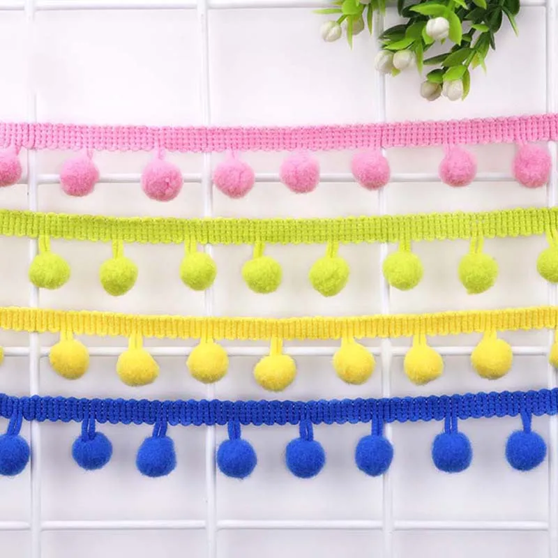 

60 ярдов, красный, розовый, сапфир, желтый, черный помпон, бейка с шаровой бахромой, лента, кружево, аксессуары для шитья своими руками, кружевное украшение для домашней вечеринки