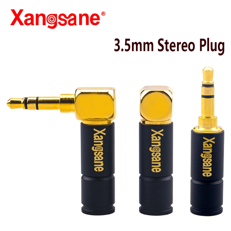 Xangsane 4pcs 3.5mm headphone plug stereo welding head hifi pure copper gold plated 3.5mm straight elbow