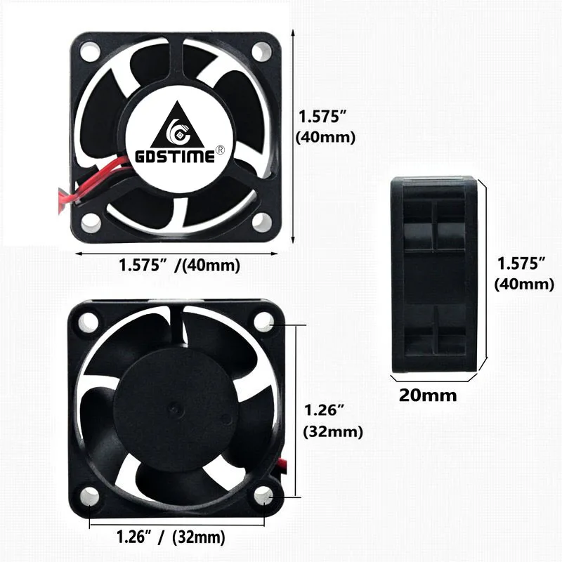 1pcs Gdstime DC 5V 12V 24V 40x40x20mm Cuscinetto A Sfere di Raffreddamento del Dissipatore Di Calore ventilatore 4020 40x20mm 4 centimetri Intelligente Radiatore Del Dispositivo di Raffreddamento Senza Spazzola del Ventilatore