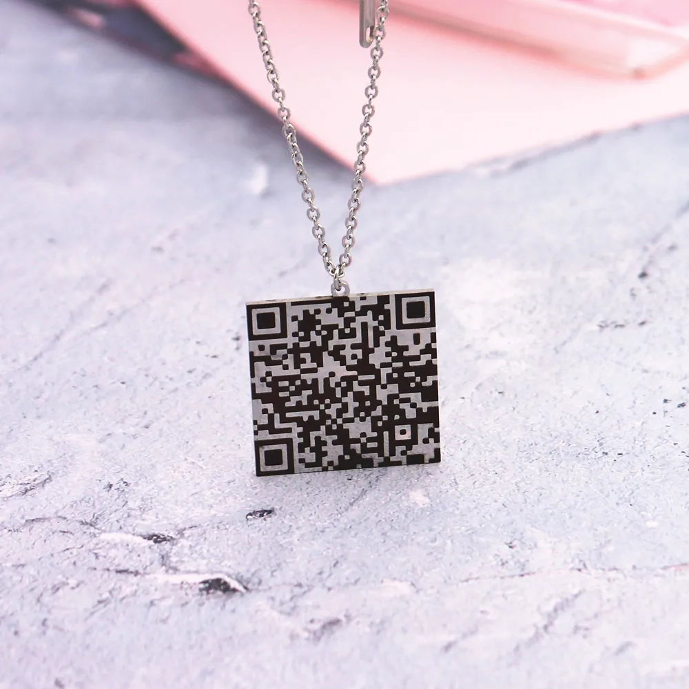 

Custom QR Code Pet ID Dog cat Tags Necklace Stainless Steel Emergency Rescue Pendant Father's Day Jewelry