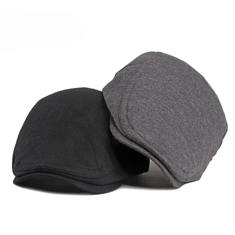 Spring Autumn Beret Men British Retro Simple Cap Women Korean Style Trend Fashion All-Match Cotton Windproof Forward Hat D15