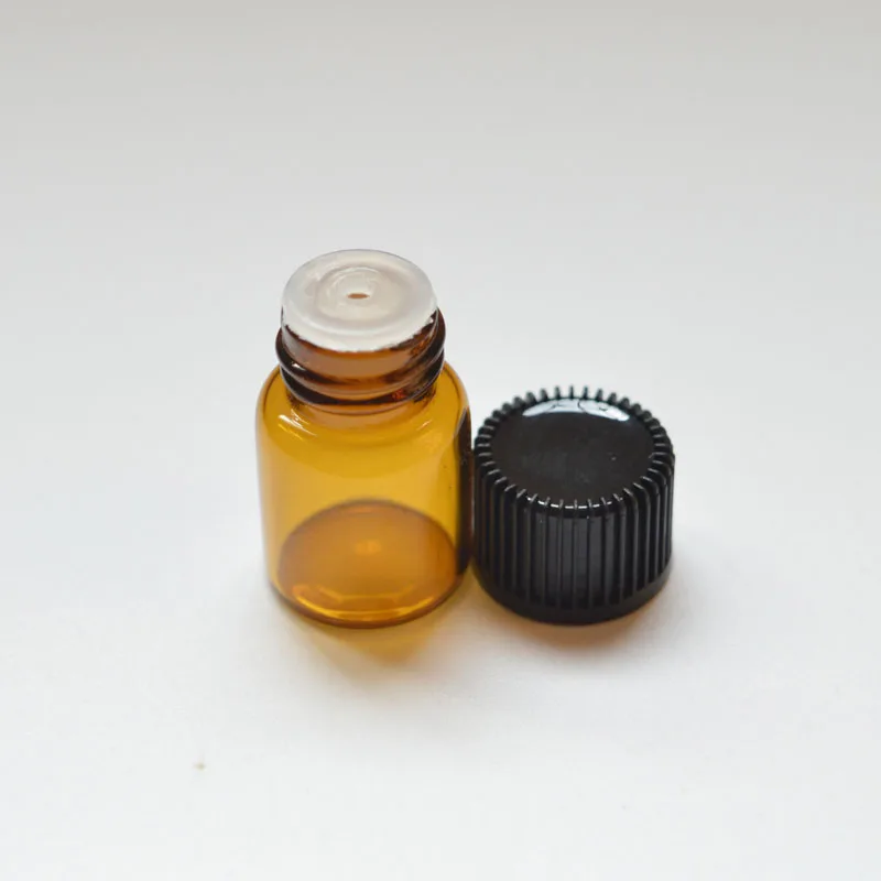 

1/4 Dram 1ml Small Amber Glass Oil Bottle with Orifice Reducer and Cap Small Essential Mini Bottle Glass Vials