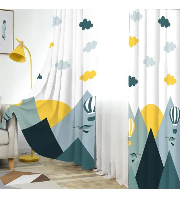 Jungle Curtain İskandinav Dağlı Kids Room Fund Perdeçocuk baby room backdrop curtain 1 wing | Home textile | Fashion curtain