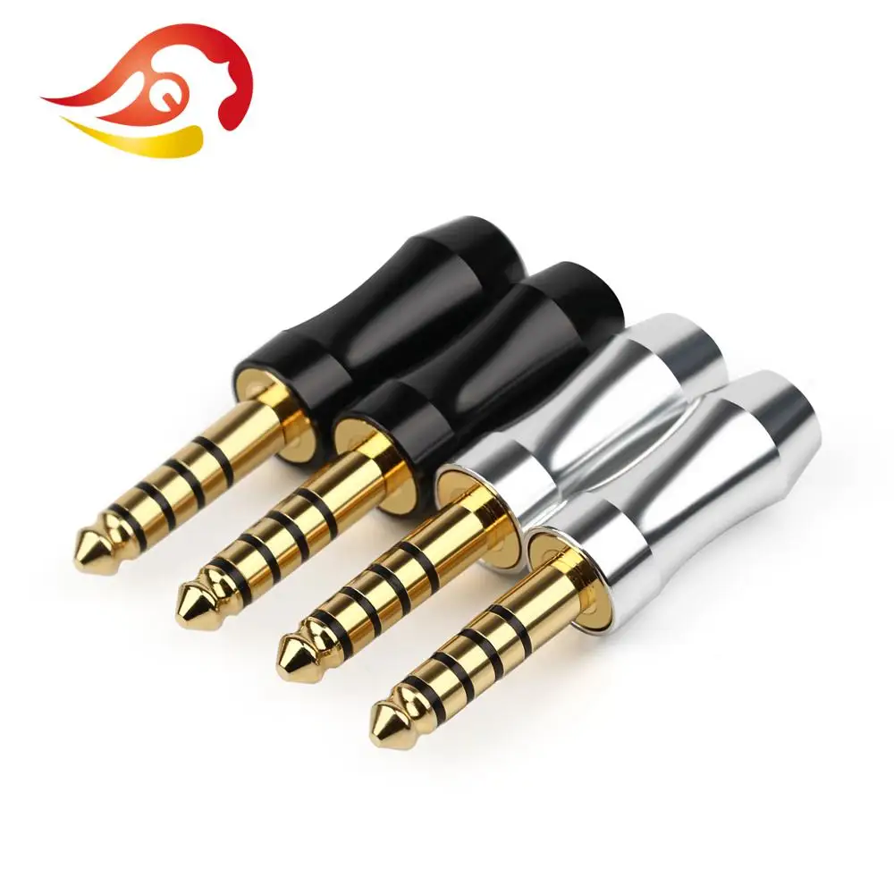 QYFANG 4.4mm 5 Pole Stereo Earphone Plug Rhodium/Gold Plated Copper Balance Audio Jack Wire Connector HiFi Headset Metal Adapter