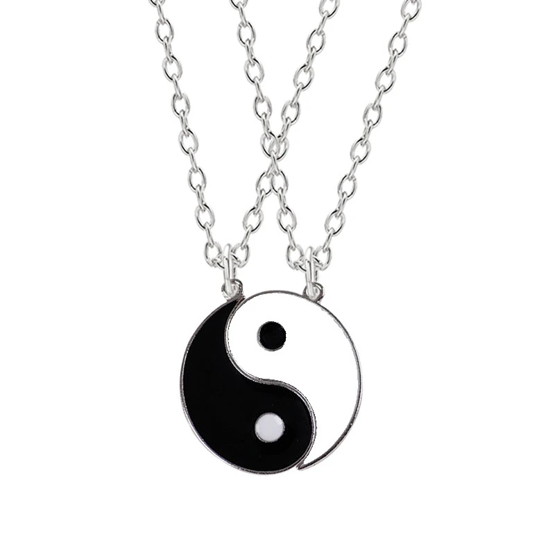 Hot Selling Yin And Yang Stitching Alloy Two Petals Pisces Couple Pendant Necklace Fashion Jewelry Accessories Vintage Dendant