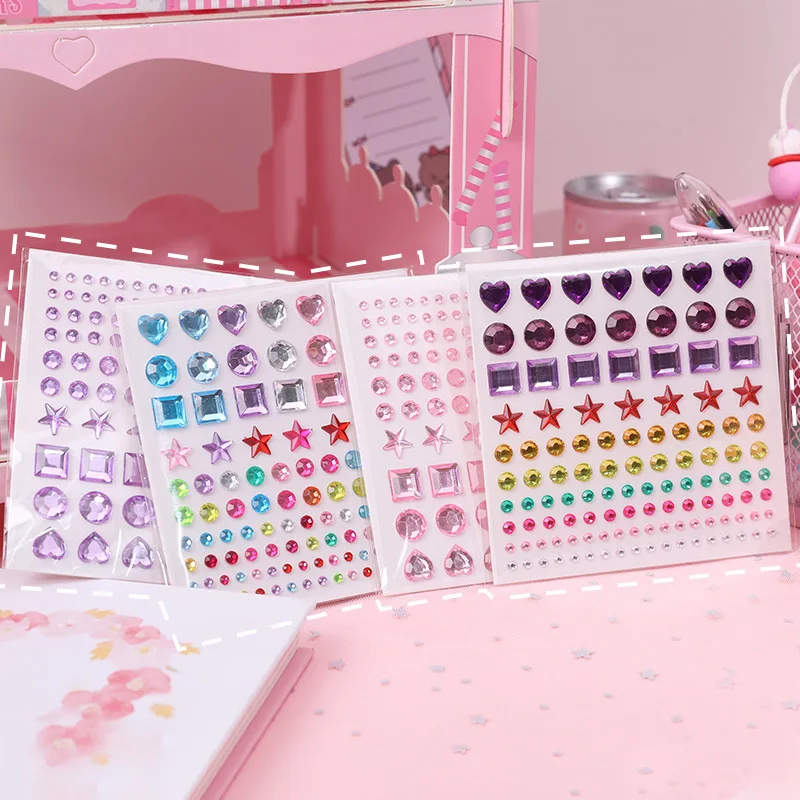 1 Sheets Girly Heart Diamond Stickers Cute Creative DIY Mobile Photo Album Decoration Color Stickers Stationery Scrapbooking