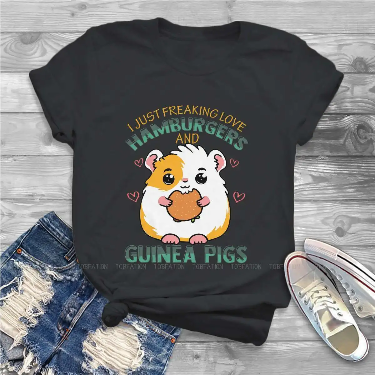 GUINEA PIGS Women Tshirts Kawaii Hamster Tiny Animal Aesthetic Vintage Female Clothing Oversized Cotton Graphic Short Sleeve